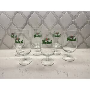 Grolsch Dutch Stemmed Beer Tulip Glass Vintage Barware - Set of 6